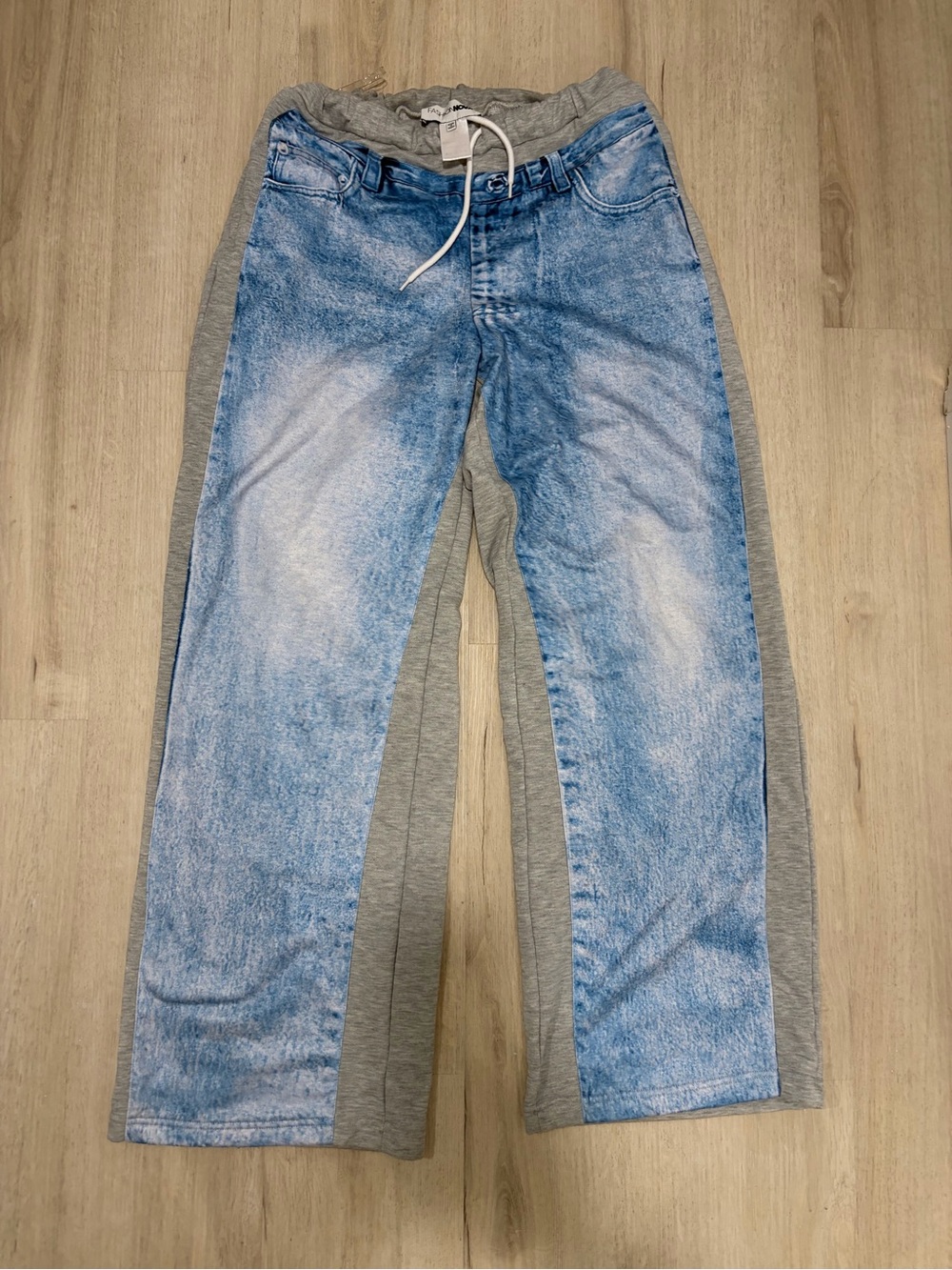 Fashion Nova Light Blue and Gray Relaxed Jogger Jeans